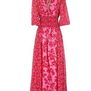Taylor Red and Pink Long Sleeve Dress